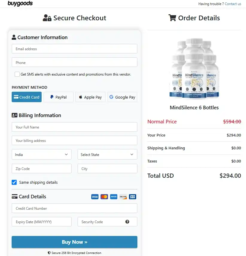 MindSilence Order Page